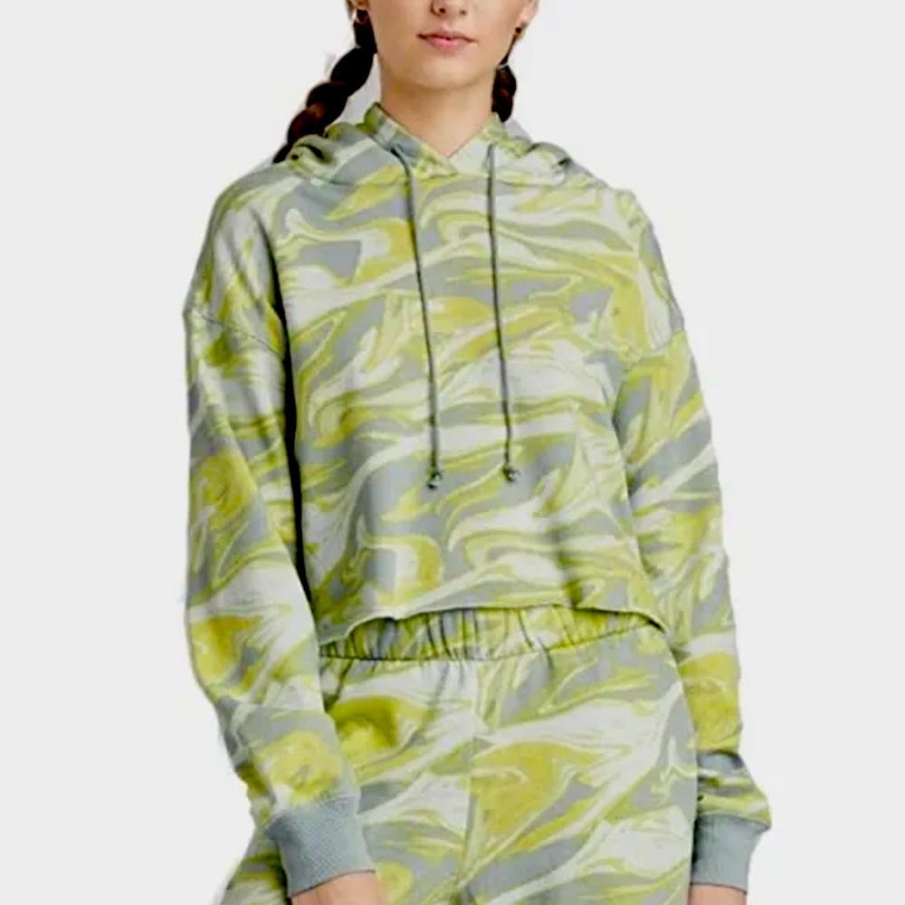 💚 Wild Fable Green Swirl Tie Dye Cropped Hoodie